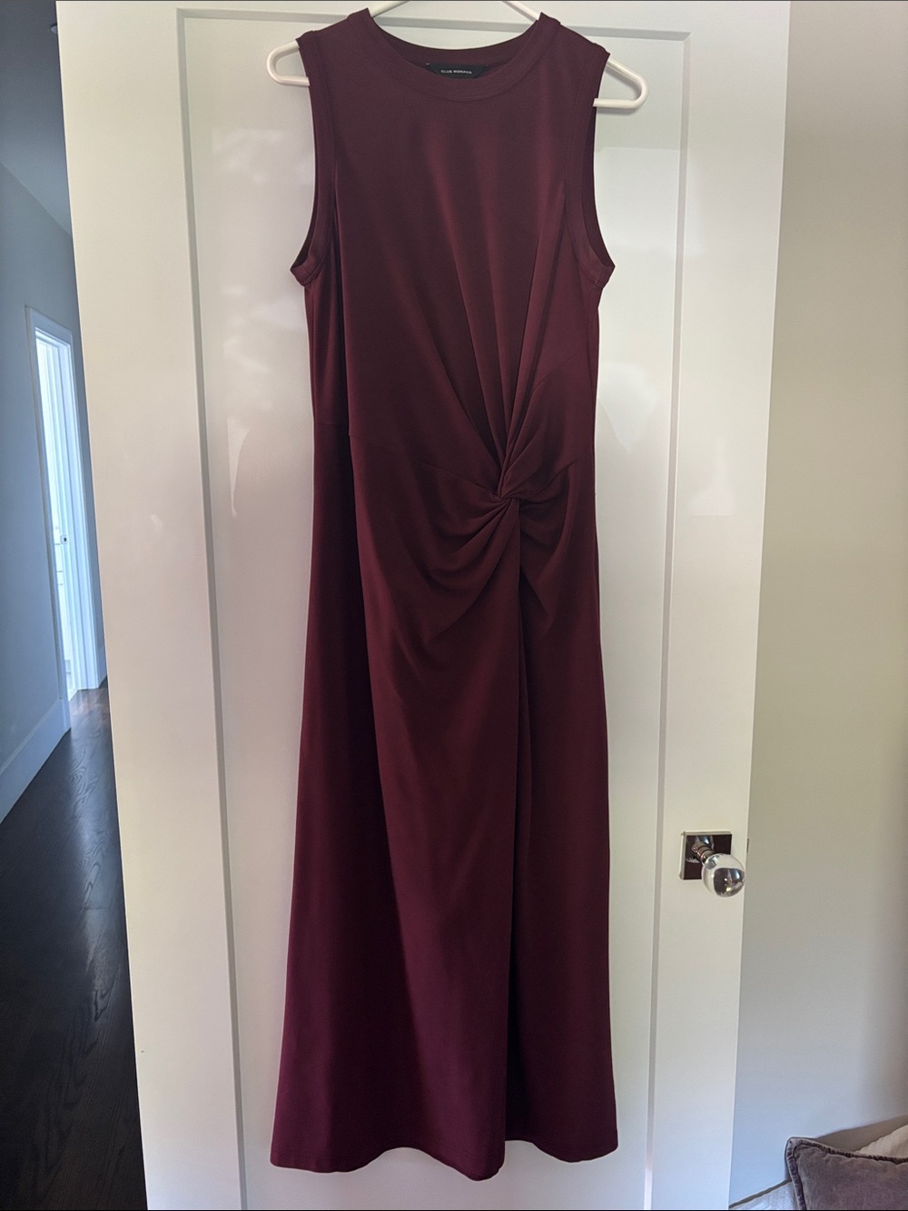 Club Monaco Sleeveless Twist-Front Maxi Dress - Burgundy